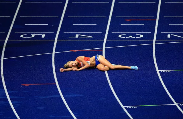 Susan Krumins of Netherlands finishes second to win silver in the Women's 10000m during day two of the 24th European Athletics Championships at Olympiastadion on August 8, 2018 in Berlin, Germany. This event forms part of the first multi-sport European Championships. (Photo by Stephen Pond/Getty Images for European Athletics)