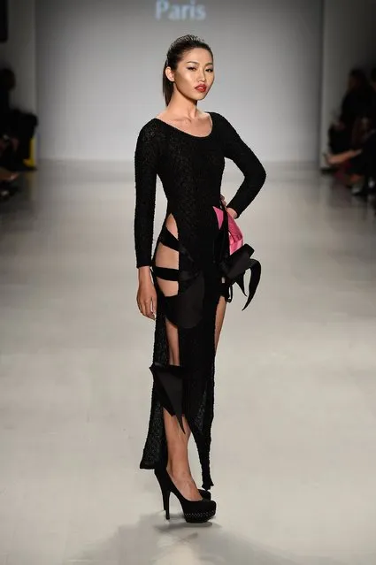 A model walks the runway at the Charity Water fashion show during Mercedes-Benz Fashion Week Fall 2015 at The Salon at Lincoln Center on February 12, 2015 in New York City. (Photo by Frazer Harrison/Getty Images for Mercedes-Benz Fashion Week)