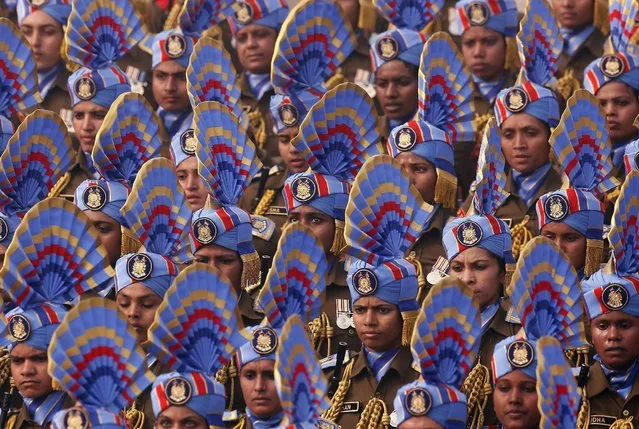 Indian soldiers march during the Republic Day parade in New Delhi, India, January 26, 2016. (Photo by Adnan Abidi/Reuters)