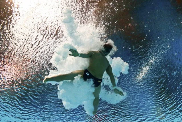 Woo Haram of South Korea is seen underwater during the mixed team event final at the Aquatics World Championships in Kazan, Russia July 29, 2015. (Photo by Stefan Wermuth/Reuters)