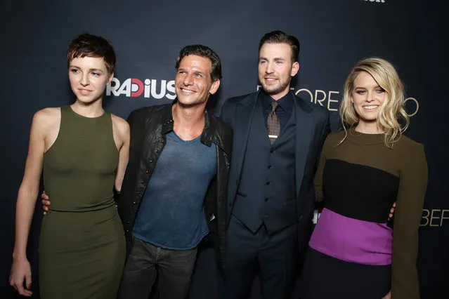 Emma Fitzpatrick, Mark Kassen, Chris Evans and Alice Eve seen at Radius' “Before We Go” Premiere, in partnership with Heineken and Aventine Trattoria at the Arclight Cinemas on Wednesday, September 2, 2015, in Hollywood, CA. (Photo by Eric Charbonneau/Invision for Radius/AP Images)