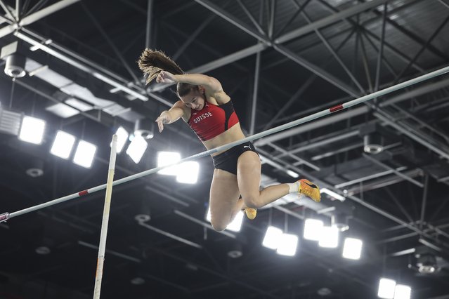 Angelica Moser of Switzerland competes in the Women's Pole Vault Final at the World Athletics Indoor Championships in Nanjing, China, 22 March 2025. (Photo by Jessica Lee/EPA/EFE)