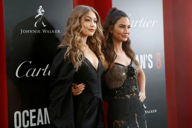 Models Gigi Hadid (L) and Lily Aldridge attend the “Ocean's 8” World Premiere at Alice Tully Hall on June 5, 2018 in New York City. (Photo by Mike Segar/Reuters)