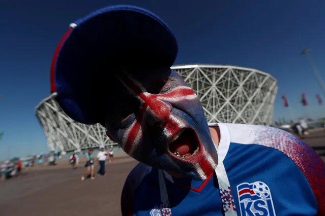 Iceland fan outside the stadium before the group D match between Nigeria and Iceland at the 2018 soccer World Cup in the Volgograd Arena in Volgograd, Russia, Friday, June 22, 2018. (Photo by Sergio Perez/Reuters)