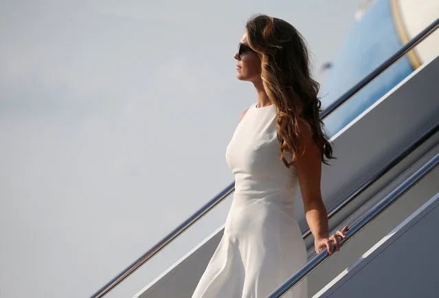 Former White House Communications Director Hope Hicks exits Air Force One behind U.S. Presidehiot Donald Trump after they arrived at the John Glenn Columbus International Airport in Columbus, Ohio, U.S., August 4, 2018. (Photo by Leah Millis/Reuters)