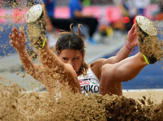 Israel's Hanna Minenko competes in the women's Triple Jump final during the European Athletics Championships at the Olympic stadium in Berlin on August 10, 2018. (Photo by Andrej Isakovic/AFP Photo)