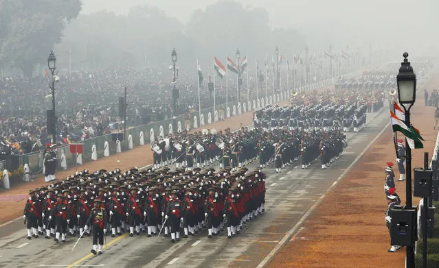 Indian soldiers march during the Republic Day parade in New Delhi, India January 26, 2016. (Photo by Adnan Abidi/Reuters)