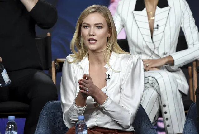 Karlie Kloss speaks in Bravo's “Project Runway” panel during the NBCUniversal TCA Winter Press Tour on Tuesday, January 29, 2019, in Pasadena, Calif. (Photo by Richard Shotwell/Invision/APPhoto)