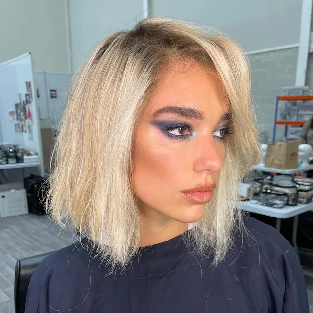 English-Albanian singer and songwriter Dua Lipa in the last decade of December  2023 shares a snap from a hair and makeup test for her forthcoming movie. (Photo by dualipa/Instagram)
