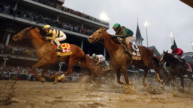 Flavien Prat rides Country House to victory during the 145th running of the Kentucky Derby horse race at Churchill Downs Saturday, May 4, 2019, in Louisville, Ky. Luis Saez on Maximum Security finished first but was disqualified. (Photo by Matt Slocum/AP Photo)