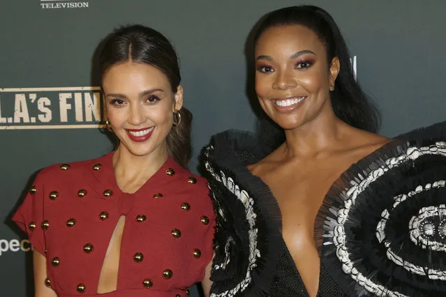 Jessica Alba, left, and Gabrielle Union arrive at the LA Premiere of “L.A.'s Finest” at the Sunset Tower Hotel on Friday, May 10, 2019, in Los Angeles. (Photo by Willy Sanjuan/Invision/AP Photo)