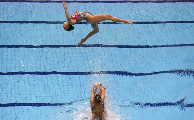 Swimming, European Aquatics Championships, London, Britain on May 9, 2016. Russia's team competes during the team technical final of the synchro event. (Photo by Andrew Boyers/Reuters)