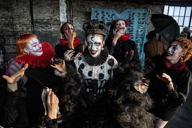 A drag queen, Xana Horia, and their troupe get ready backstage during the 13th annual Bushwig festival on September 8, 2024 in the Queens borough in New York City. Bushwig is a drag queen and queer performance festival hosting 150 performances over two days. Bushwig is arguably the largest gathering of drag culture in the United States. (Photo by Stephanie Keith 100584/Getty Images)