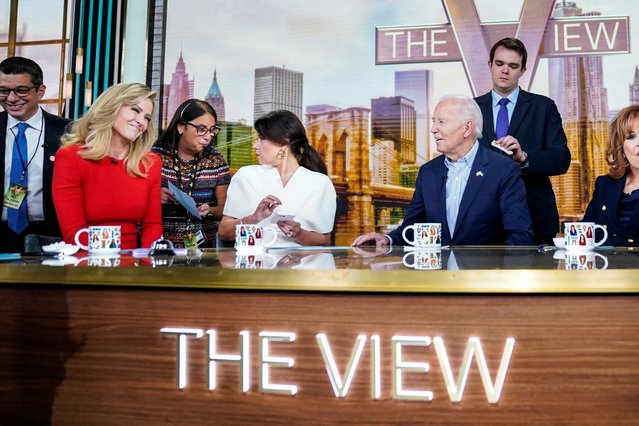 U.S. President Joe Biden looks on during a commercial break of "The View" in New York City on September 25, 2024. (Photo by /Elizabeth Frantz/Reuters)