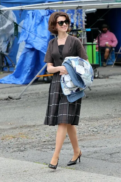 American actress Anne Hathaway is seen on the set of “Mother's Instinct” in New York City on June 22, 2022. (Photo by Jose Perez/Bauergriffin.com/The Mega Agency)