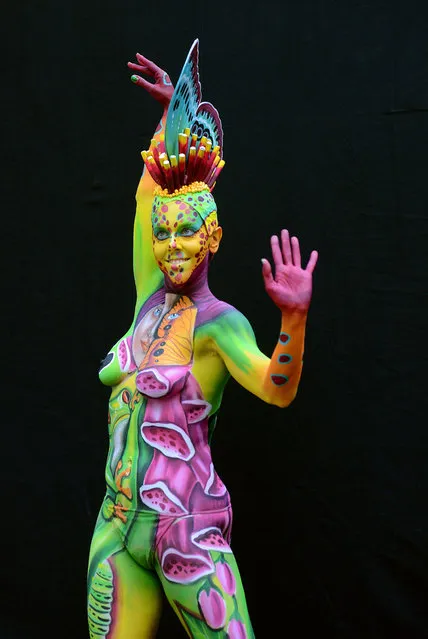 A model poses with her bodypainting designed by bodypainting artist Marilena Censi from Italy, in the 2016 World Bodypainting Festival, 2016 in Poertschach am Woerthersee, Austria. (Photo by Didier Messens/Getty Images)