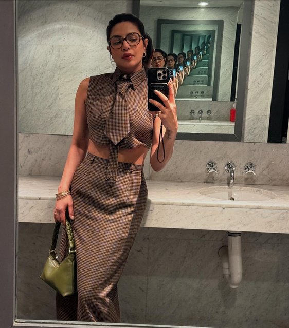 Priyanka Chopra on December 2, 2024 shows off her studious look in a mirror snap. (Photo by priyankachopra/Instagram)