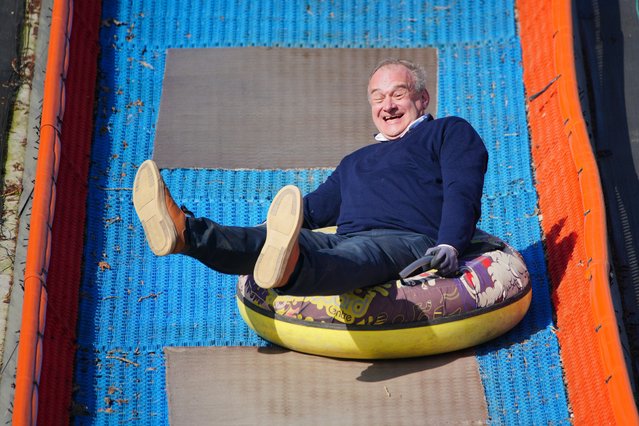 Liberal Democrat leader Sir Ed Davey visits Gloucester Ski and Snowboarding Centre in Matson, Gloucestershire, UK, while on the local election campaign trail on Wednesday, April 9, 2025. (Photo by Ben Birchall/PA Wire)