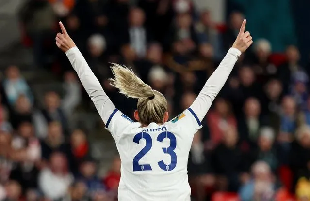 Alessia Russo #23 of England celebrates after scoring her team's first goal during the FIFA Women's World Cup Australia & New Zealand 2023 Group D match between China and England at Hindmarsh Stadium on August 1, 2023 in Adelaide, Australia. (Photo by Asanka Brendon Ratnayake/Reuters)