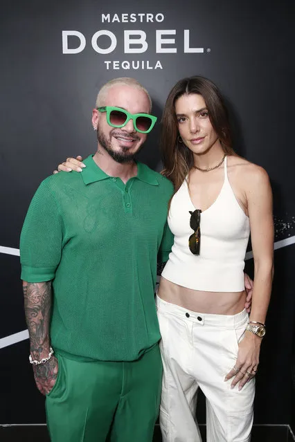 Colombian singer J Balvin and Argentinian model Valentina Ferrer attend the US Open with Maestro Dobel Tequila, First Official Tequila Of The US Open at USTA Billie Jean King National Tennis Center on August 29, 2023 in New York City. (Photo by Rob Kim/Getty Images for Maestro Dobel Tequila)