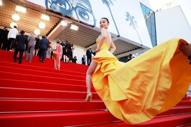 Chinese US fashion blogger Jessica Wang poses for photographers upon arrival at the premiere of the film “Aline” at the 74th international film festival, Cannes, southern France, Tuesday, July 13, 2021. (Photo by Sarah Meyssonnier/Reuters)