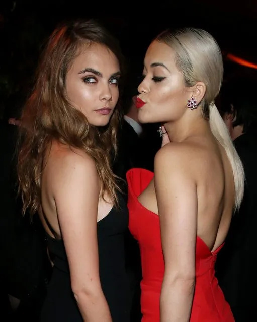 Model Cara Delevingne (L) and musician Rita Ora attend The Weinstein Company & Netflix's 2015 Golden Globes After Party presented by FIJI Water, Lexus, Laura Mercier and Marie Claire at The Beverly Hilton Hotel on January 11, 2015 in Beverly Hills, California. (Photo by Jonathan Leibson/Getty Images for TWC)