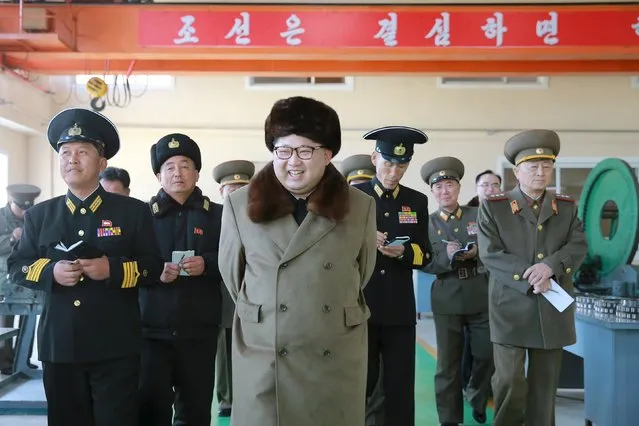North Korean leader Kim Jong Un provides field guidance to the October 3 Factory under KPA Navy Unit 597 in this undated photo released by North Korea's Korean Central News Agency (KCNA) on March 22, 2016. (Photo by Reuters/KCNA)