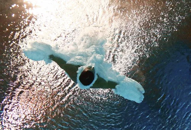 Michele Benedetti of Italy is seen underwater during the mixed team event final at the Aquatics World Championships in Kazan, Russia July 29, 2015. (Photo by Stefan Wermuth/Reuters)