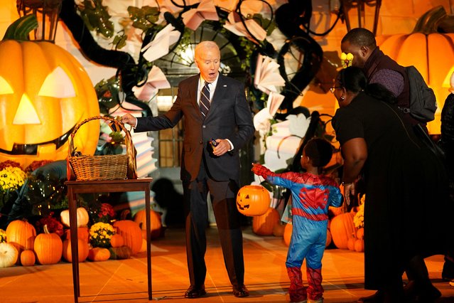 President Joe Biden hosts a trick-or-treaters celebration for Halloween at the White House in Washington on October 30, 2024. (Photo by Nathan Howard/Reuters)