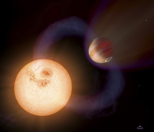 A unique type of exoplanet discovered with the Hubble Space Telescope. The planet is so close to its star that it completes an orbit in 10.5 hours. The planet is only 750,000 miles from the star, or 1/130th the distance between Earth and the Sun. (Photo by A. Schaller/Reuters/NASA/ESA)