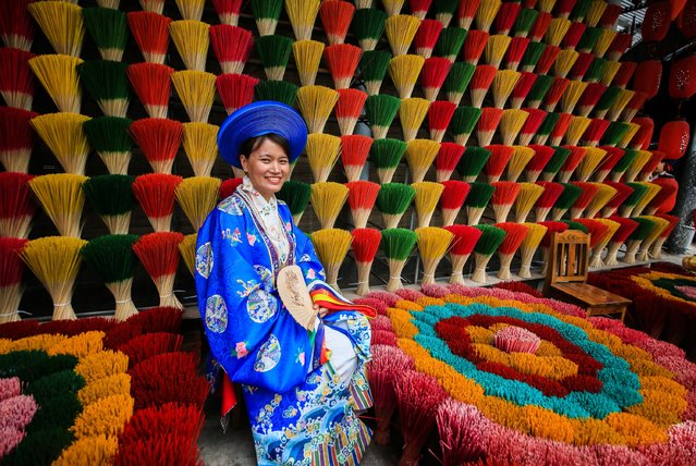 A view of colorful incenses, traditionally produced at the Thuy Xuan Incense-making Village, in the central province of Thua Thien Hue, Vietnam on July 06, 2025. (Photo by Ummu Nisan Kandilcioglu/Anadolu via Getty Images)