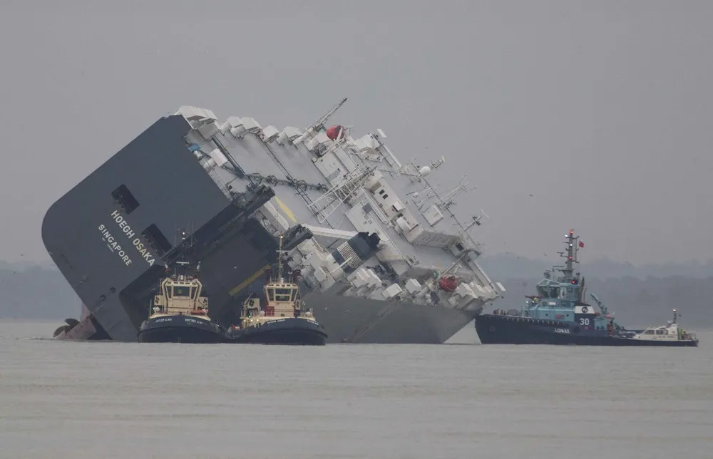 Cargo Ship Runs Aground in Britain