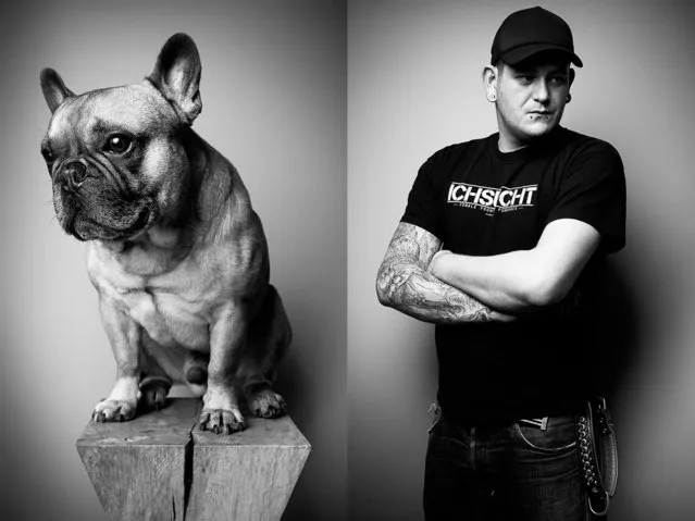 Pet owner Marcel with his French bulldog, “Lennox”. (Photo by Tobias Lang)