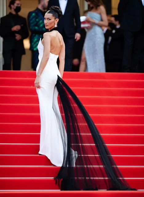 Bella Hadid attends the “Annette” screening and opening ceremony during the 74th annual Cannes Film Festival on July 06, 2021 in Cannes, France. (Photo by Samir Hussein/WireImage)