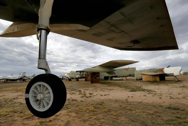 The 39th and final B-52G Stratofortress, tail number 58-0224, right, accountable under the New START Treaty (Strategic Arms Reduction Treaty) with Russia, lies in the 309th Aerospace Maintenance and Regeneration Group boneyard at Davis-Monthan Air Force Base in Tucson, Ariz. on Thursday, May 21, 2015. (Photo by Matt York/AP Photo)