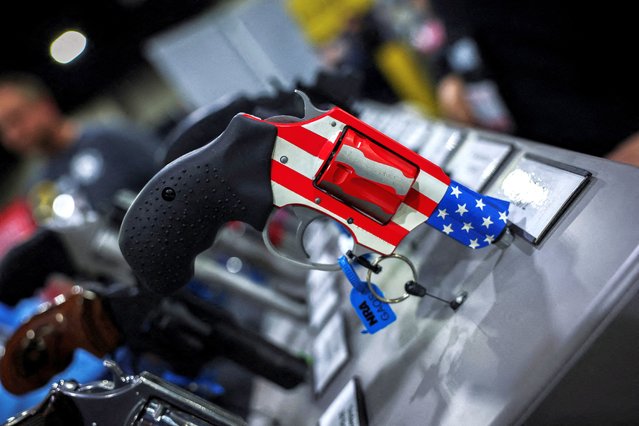 An American-themed gun on display at the NRA annual meeting in Atlanta, Georgia, U.S. April 25, 2025. (Photo by Jeenah Moon/Reuters)