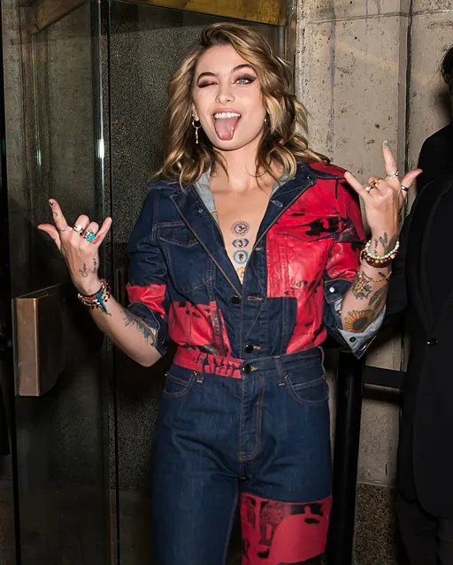 Paris Jackson arrives at the Calvin Klein Collection fashion show during New York Fashion Week at New York Stock Exchange on February 13, 2018. (Photo by Ouzounova/Splash News and Pictures)