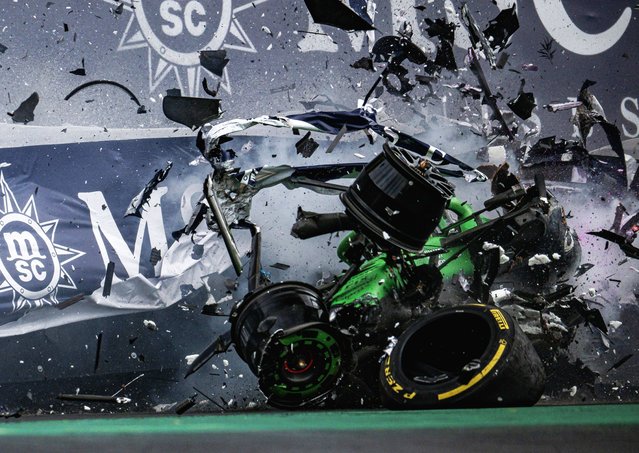 Gabriel Bortoleto of Brazil driving the (5) Kick Sauber C45 Ferrari crashes out during the Sprint ahead of the F1 Grand Prix of Brazil at Autodromo Jose Carlos Pace on November 08, 2025 in Sao Paulo, Brazil. (Photo by DPPI/Rex Features/Shutterstock)