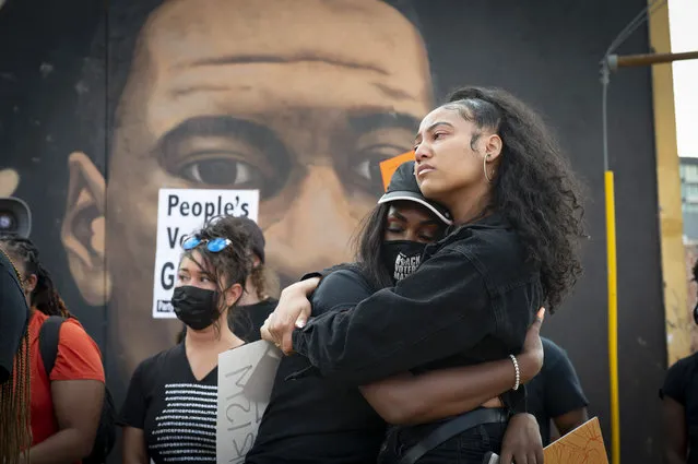 Emotions were high at a peaceful gathering of Atlanta area residents beside mural of George Floyd on April 20, 2021 following guilty verdicts of former Minneapolis police officer Derek Chauvin Tuesday. (Photo by Robin Rayne/ZUMA Wire/Rex Features/Shutterstock)