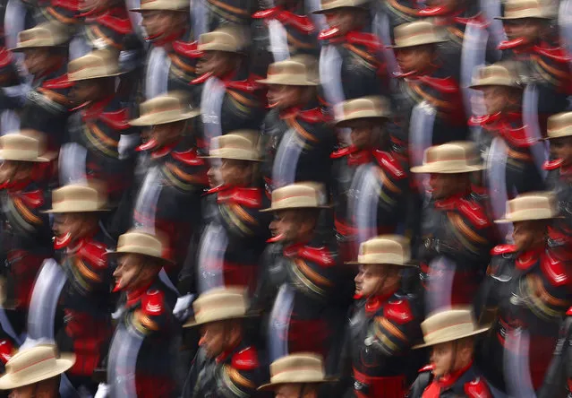 Indian soldiers march during the Republic Day parade in New Delhi, India, January 26, 2016. (Photo by Adnan Abidi/Reuters)