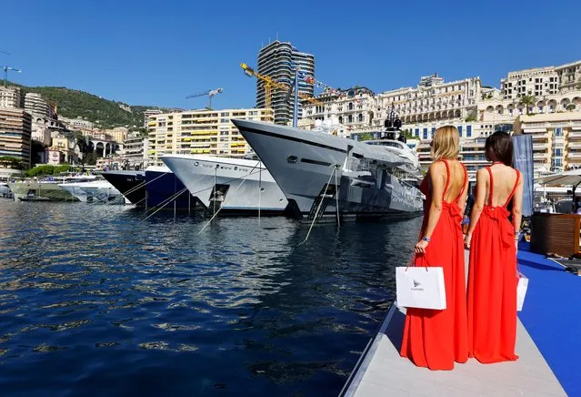 Luxury boats are seen during the Monaco Yacht Show, one of the most prestigious pleasure boat shows in the world, highlighting hundreds of yachts for the luxury yachting industry in port of Monaco, September 22, 2021. (Photo by Eric Gaillard/Reuters)