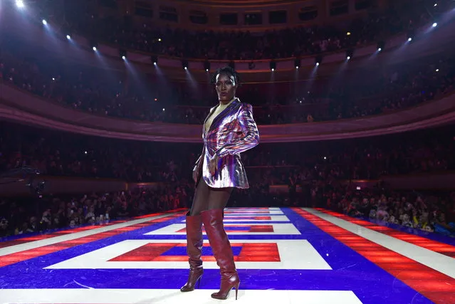 Jamaican singer Grace Jones presents a creation from the Fall/Winter 2019/20 Women collection by Tommy Hilfiger during the Paris Fashion Week, in Paris, France, 02 March 2019. (Photo by Julien de Rosa/EPA/EFE)
