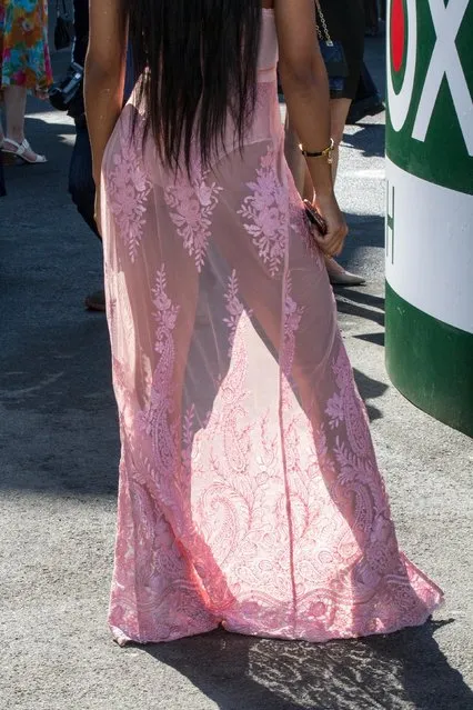 Racegoers during the Grand National Festival at Aintree Racecourse on April 8, 2017 in Liverpool, England. (Photo by WENN)