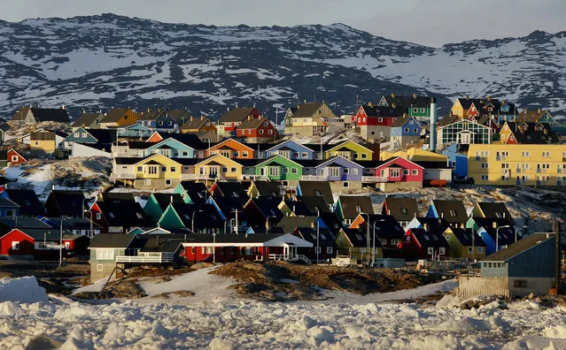 Houses are painted in bright colors in the town of Ilulissat in western Greenland. (Photo by Bob Strong/Reuters)
