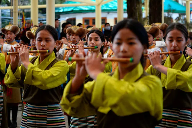 A music band performs during event marking the 61st anniversary of the Tibetan Uprising Day that commemorates the 1959 Tibetan uprising, in McLeod Ganj on March 10, 2020. (Photo by Sajjad Hussain/AFP Photo)