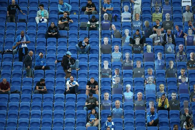 Levski Sofia fans are seen among cardboard cutouts in the stands before the match against Ludogorets, as play resumes following the outbreak of the coronavirus, on June 5, 2020 in Sofia, Bulgaria. (Photo by Stoyan Nenov/Reuters)