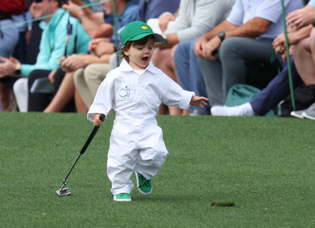 Cam, son of the American golfer Max Homa, on the first hole at the Masters tournament in Augusta, Georgia on April 9, 2025. (Photo by Mike Segar/Reuters)