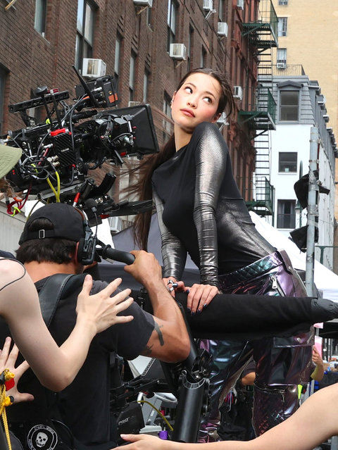 Model Sunee is seen filming a Maybelline commercial in the West Village on July 17, 2025 in New York City. (Photo by Jose Perez/Bauer-Griffin/GC Images)