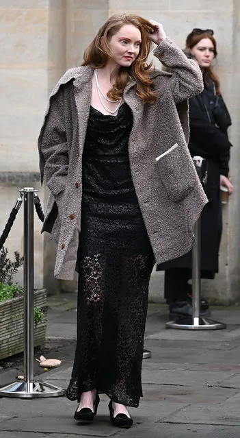 British model Lily Cole departs a memorial service to honour and celebrate the life of Dame Vivienne Westwood at Southwark Cathedral on February 16, 2023 in London, England. British fashion designer Dame Vivienne Westwood, infamous for her punk and new wave designs, died on December 29 at the age of 81. (Photo by Jeff Spicer/Getty Images)