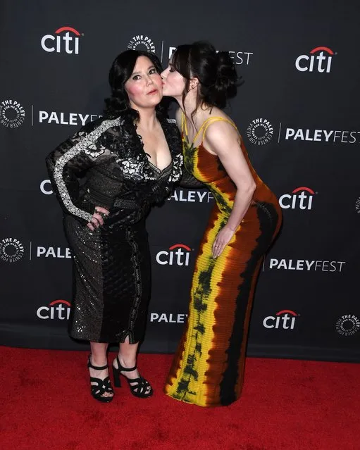 American comedian Alex Borstein (L) and American actress Rachel Brosnahan arrives at the PaleyFest LA 2023 – “The Marvelous Mrs. Maisel” at Dolby Theatre on April 04, 2023 in Hollywood, California. (Photo by Steve Granitz/FilmMagic)
